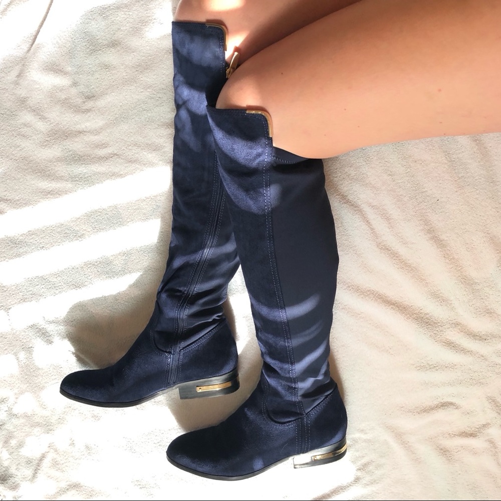 Marc Fisher Phoenix Over the Knee Navy suede boots